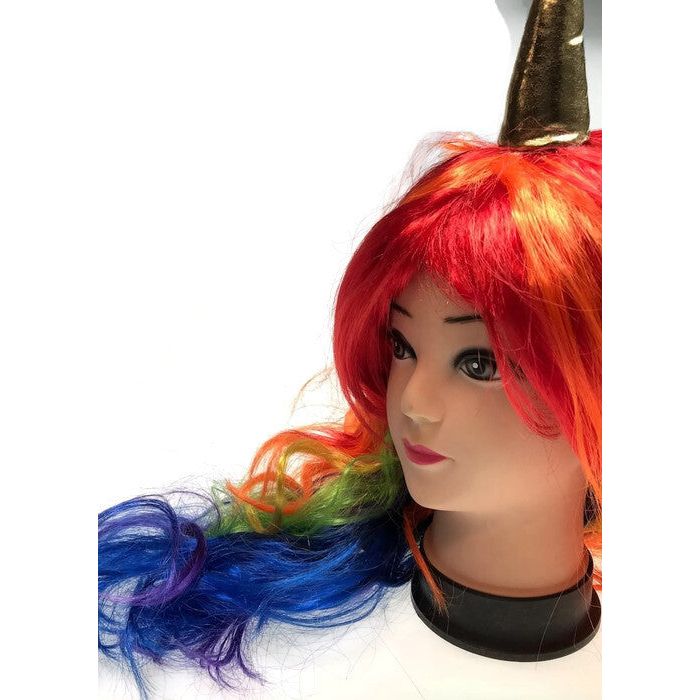 UNICORN WIG Pony Cosplay Party Costume Hair Wavy Curly Rainbow