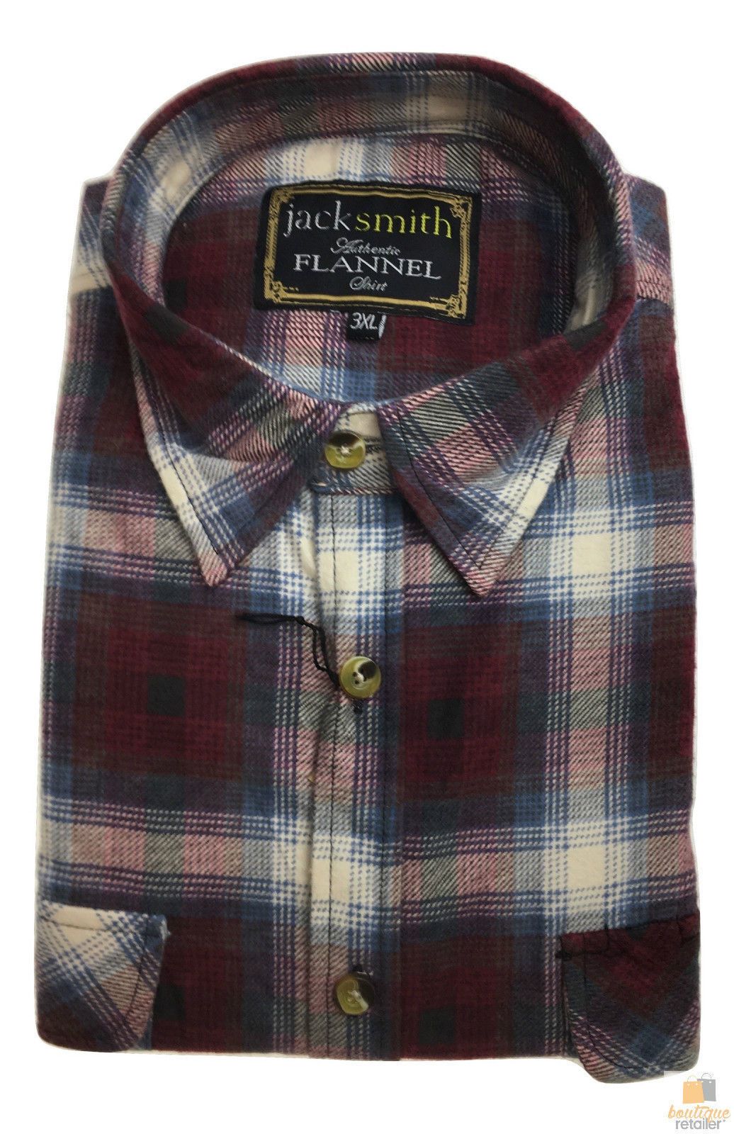 Mens Button Up FLANNELETTE SHIRT Check 100% COTTON Flannel Vintage - Burgundy 97 (Half Placket)