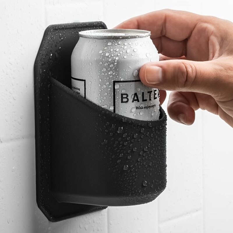 PP Sturdy Hard Plastic Shower Beer Holder Wall Mounted Beverage Can Rack Self Adhesive