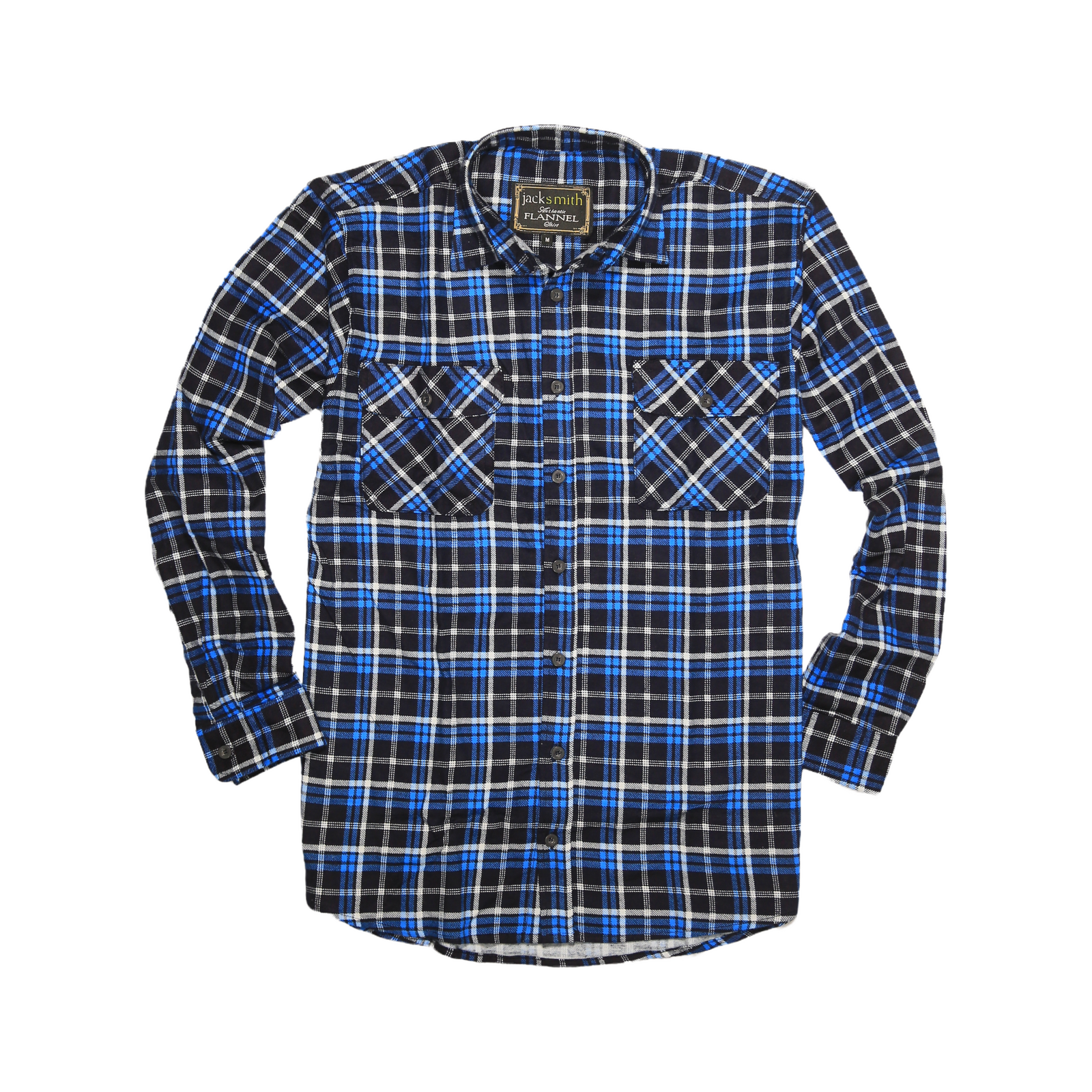 Mens Flannelette Long Sleeve Shirt 100% Cotton Check Authentic Flannel - Full Placket - Turquoise/Black - 3XL