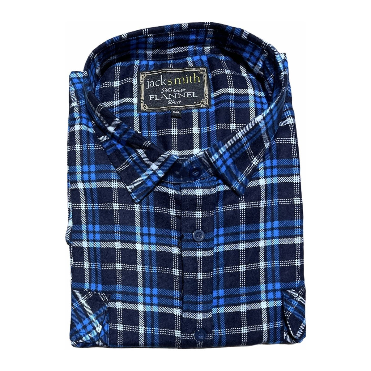 Mens Flannelette Long Sleeve Shirt 100% Cotton Check Authentic Flannel - Full Placket - Turquoise/Black - M