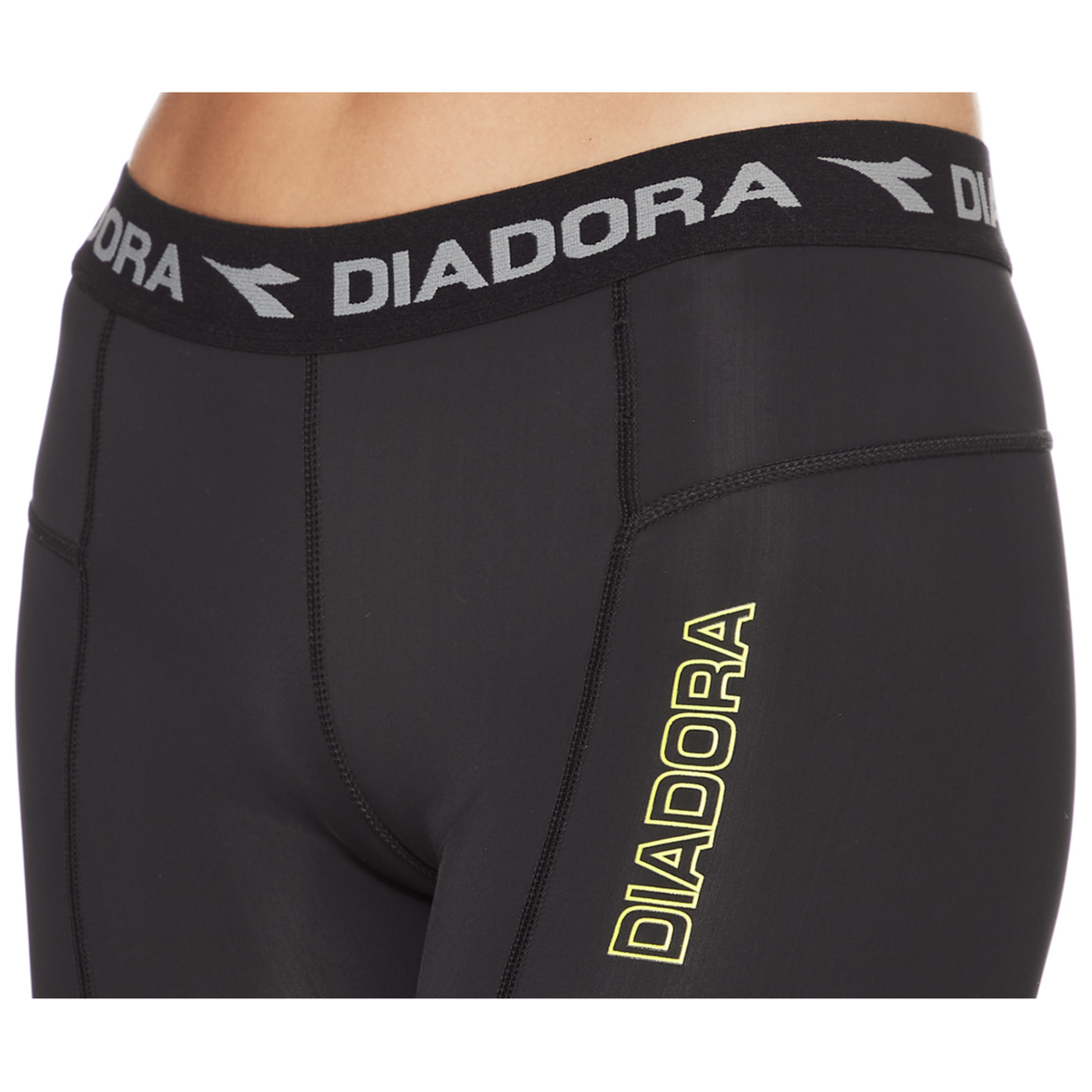 DIADORA Ladies Compression Sports 3/4 Tights Gym Yoga Thermals - Black - 16