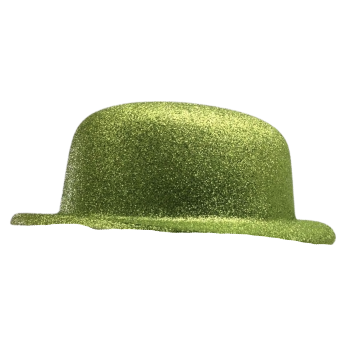 GLITTER BOWLER HAT Fancy Party Plastic Costume Cap Fun Dress Up Sparkle - Lime Green