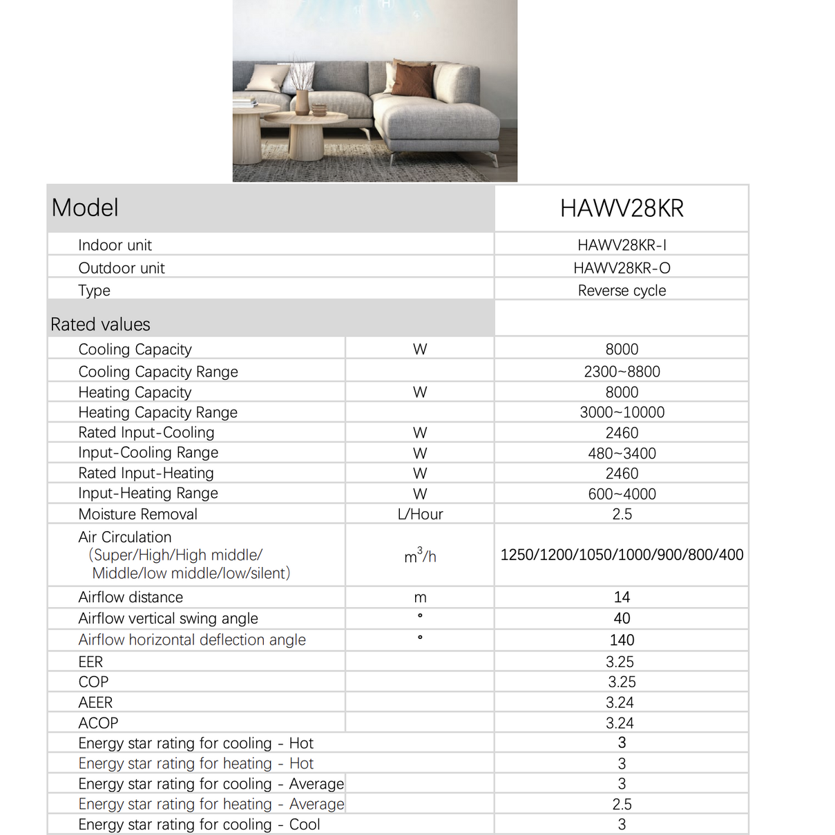 Hisense 8.0 KW V Series Reverse Cycle Air Conditioner Inverter AC (Indoor & Outdoor Unit)