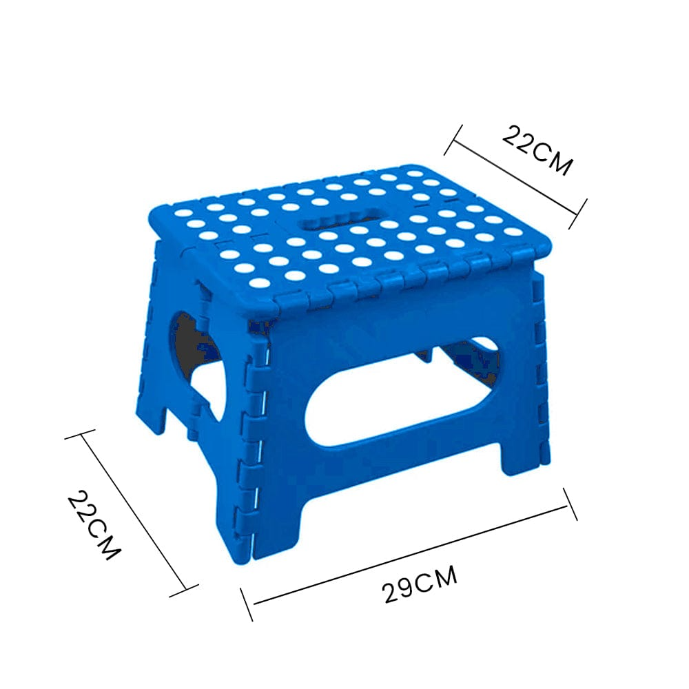 125kg Folding Stool Portable Plastic Foldable Chair Flat Outdoor (29x22cm) - Blue