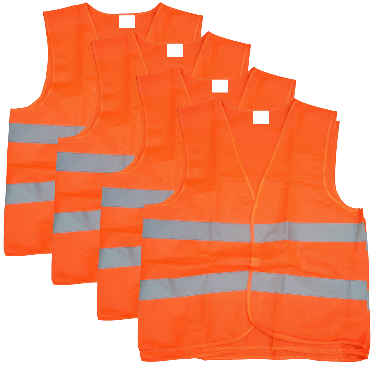 10x Hi Vis Safety VEST Reflective Tape Workwear Orange ONE SIZE Night &amp; Day BULK