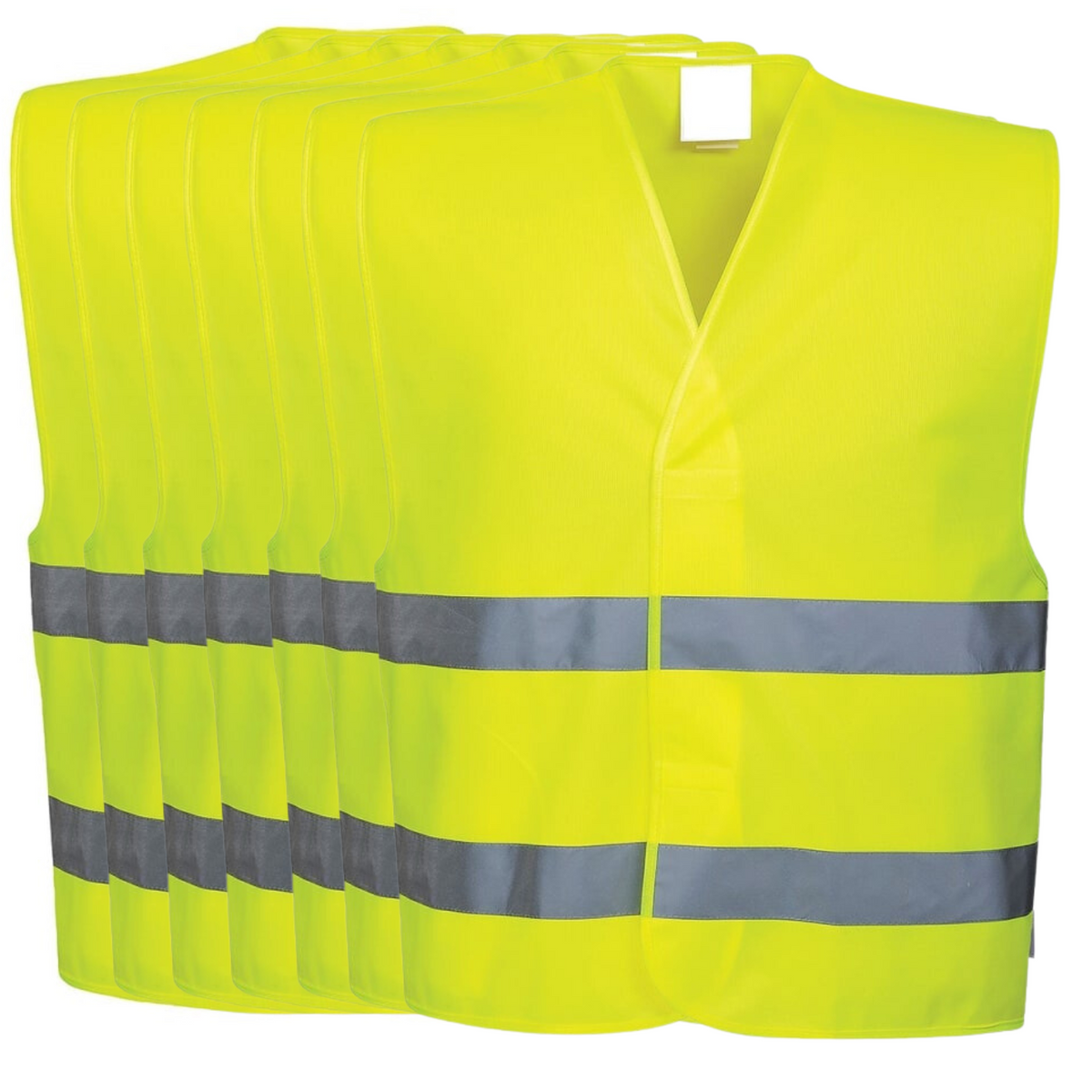 10x Hi Vis Safety Vest Reflective Tape Workwear Night &amp; Day Bulk - Yellow - One Size