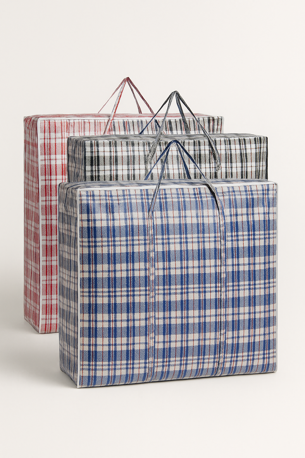 10x Large Stripe Bag Packing Storage Strip Zip Shopping Travel Check House Moving 50cm x 55cm x 20cm