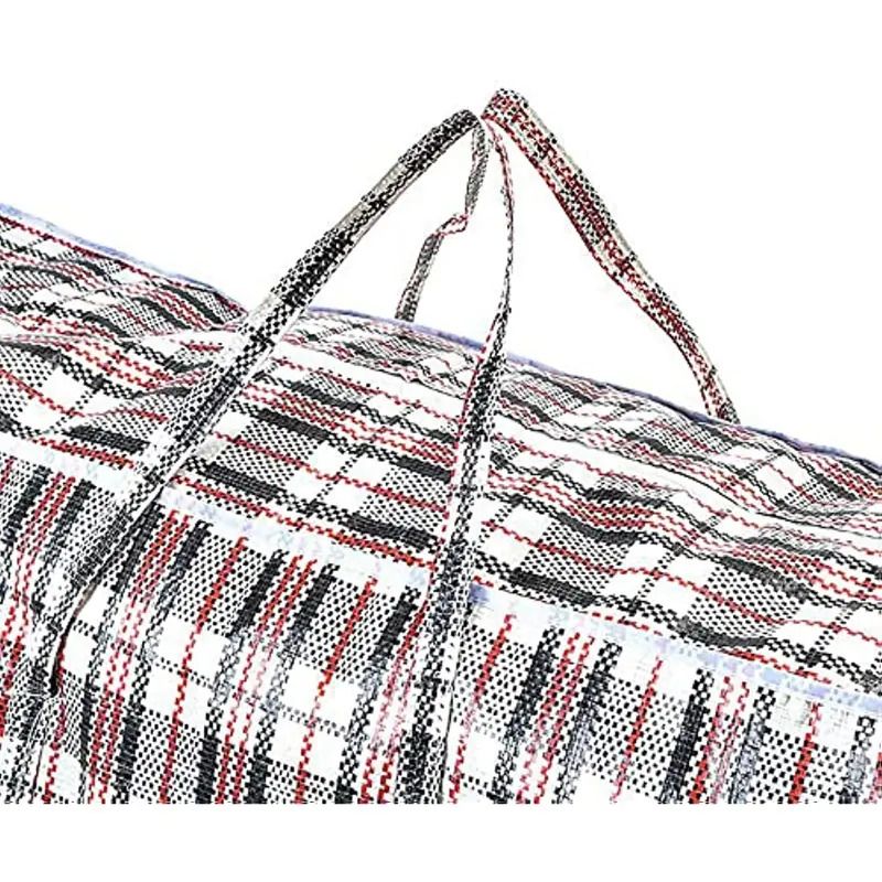 10x Large Stripe Bag Packing Storage Strip Zip Shopping Travel Check House Moving 50cm x 55cm x 20cm