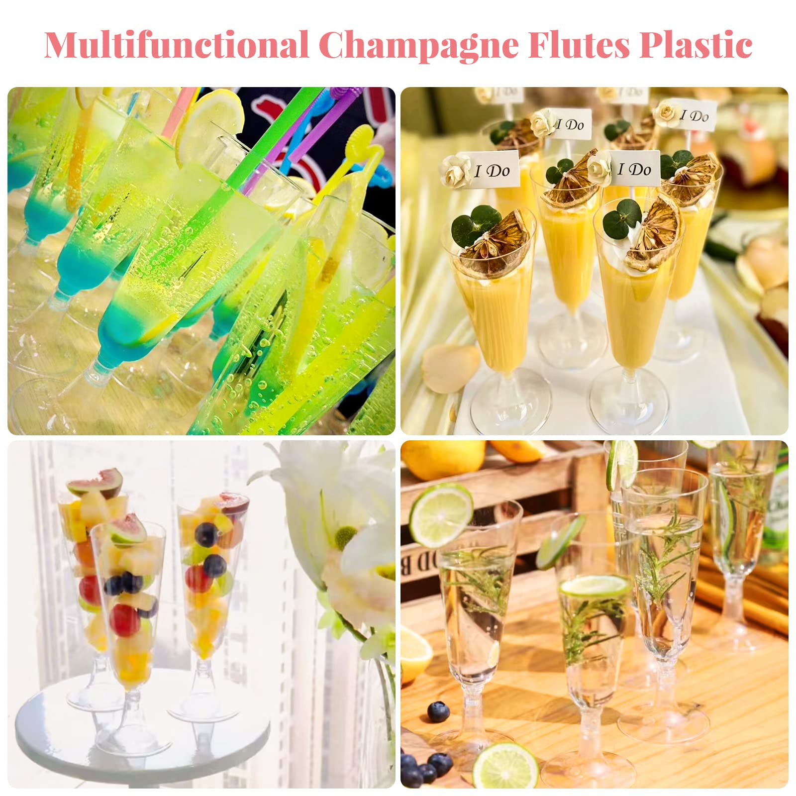 144x 150ml Premium Plastic Champagne Glasses Flutes Mimosa Bulk - Clear