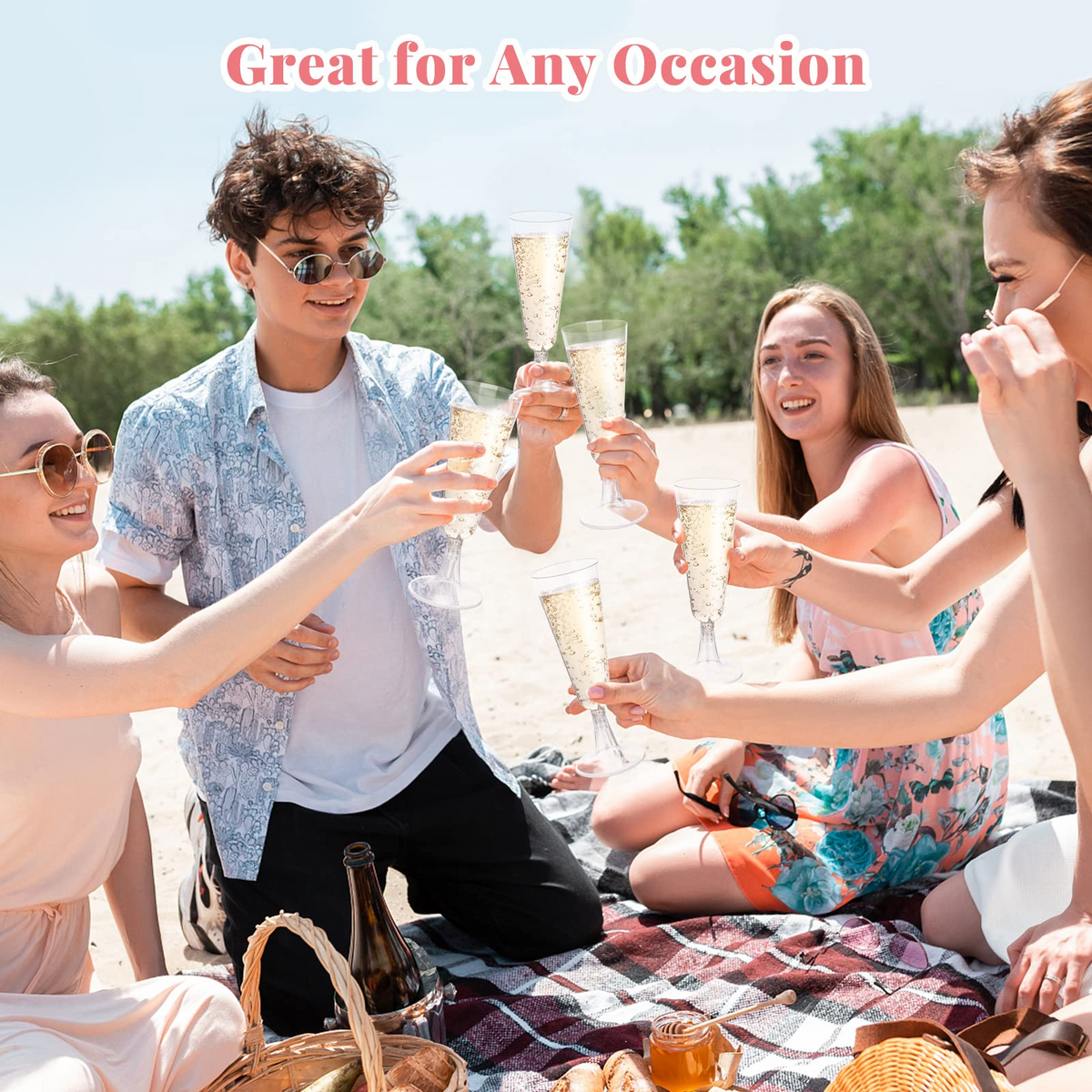 144x 150ml Premium Plastic Champagne Glasses Flutes Mimosa Bulk - Clear