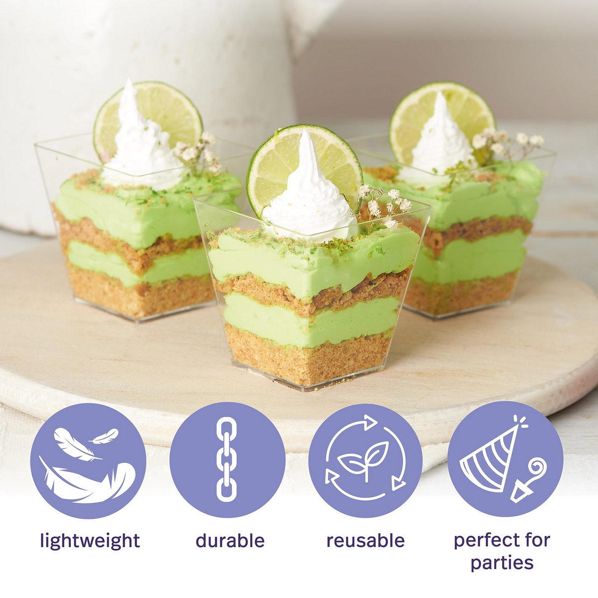 288x Premium Plastic Square Dessert Cups BPA Free Extra Strong Bulk