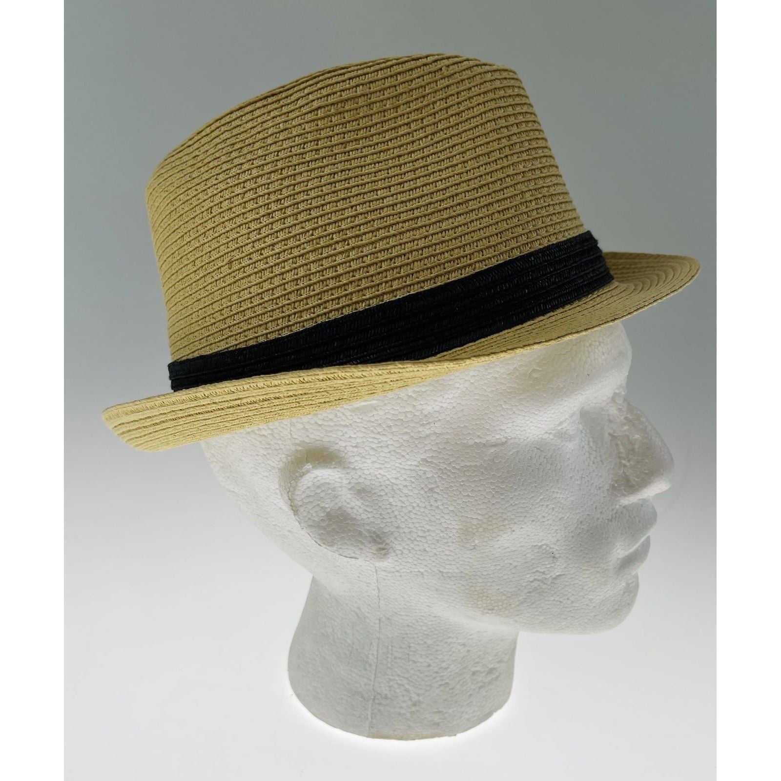 Dents Toyo Straw Trilby Fedora Hat Summer Fedora Small Brim - Natural/Black - S/M