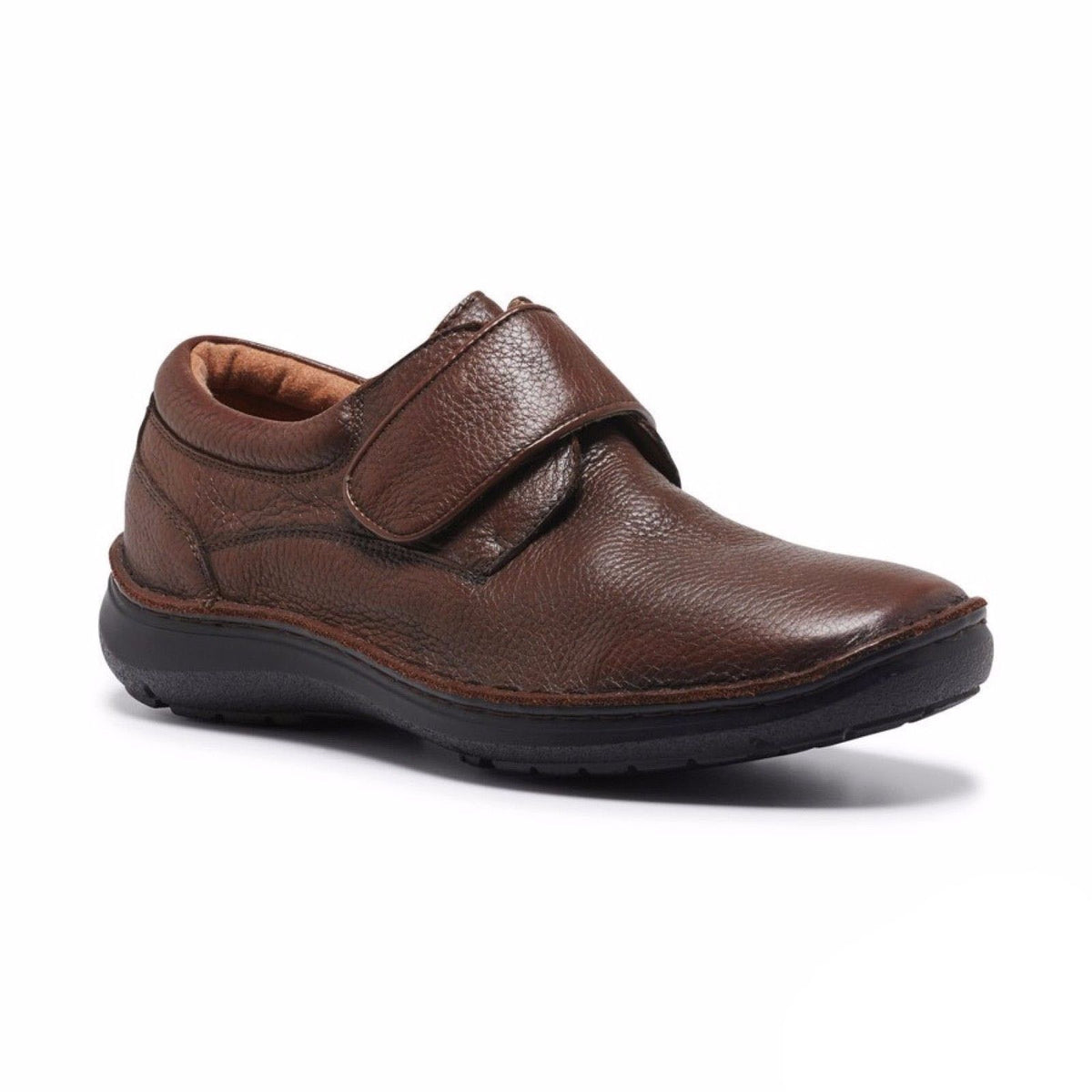 HUSH PUPPIES BLOKE Leather Shoes Slip On Extra Wide Work All Day Comfort - Brown