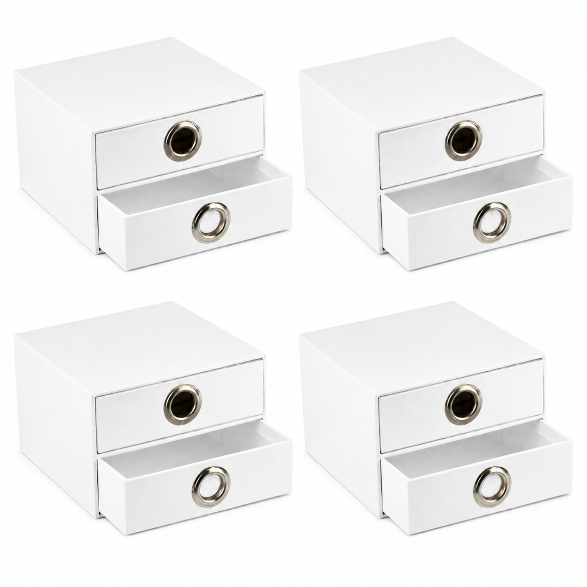 4x Italplast EAZI FOLD 2 Drawer Storage Tidy Compartment Office Foldable Recyclable in White