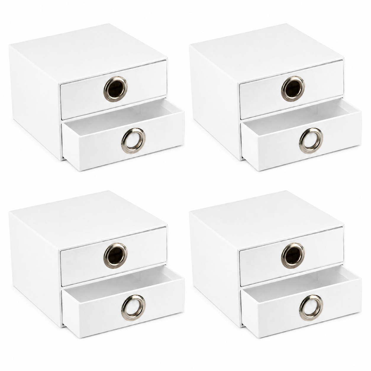 4x Italplast EAZI FOLD 2 Drawer Storage Tidy Compartment Office Foldable Recyclable in White