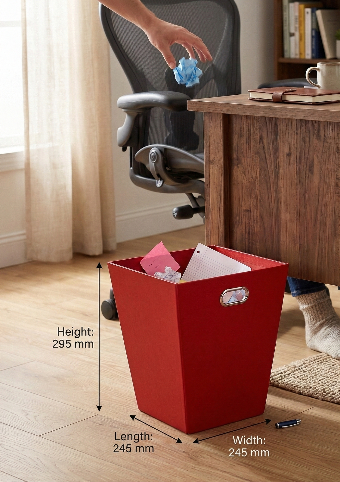 6x 12L EAZI FOLD Foldable Office Waste Rubbish Bin Collapsible Space Saving in Red