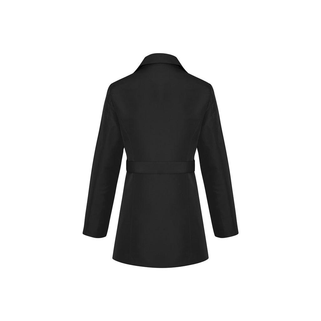 Womens Winter Button Long Trench Coat Jacket Parka Overcoat - Black - Large