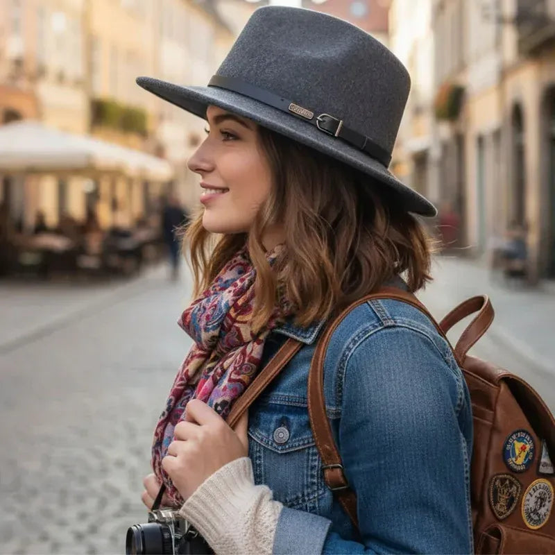 JACARU 1849 Australian 100% Wool Hat Fedora Trilby Crushable Travel - Dark Grey
