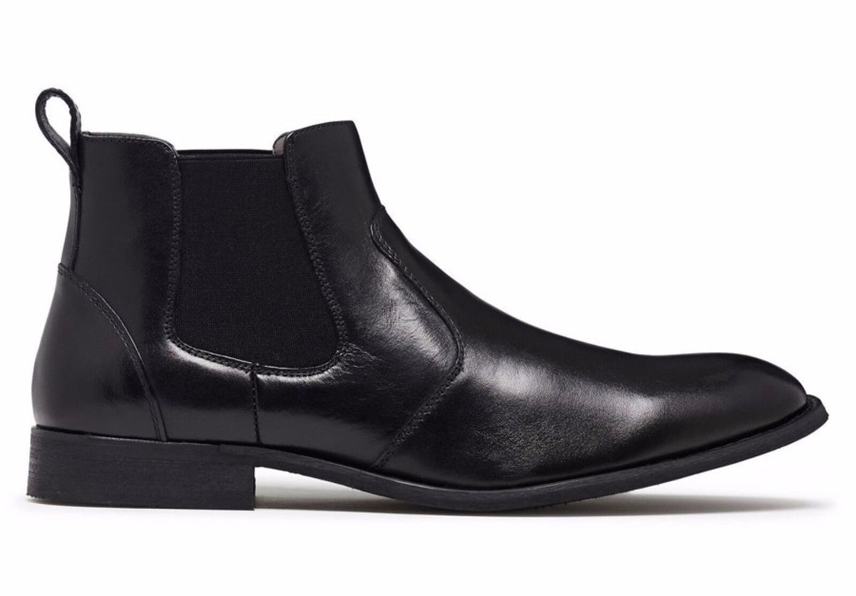 JULIUS MARLOW Harry Leather Boots Mens Slip On Dress Work Chelsea Shoes - Black