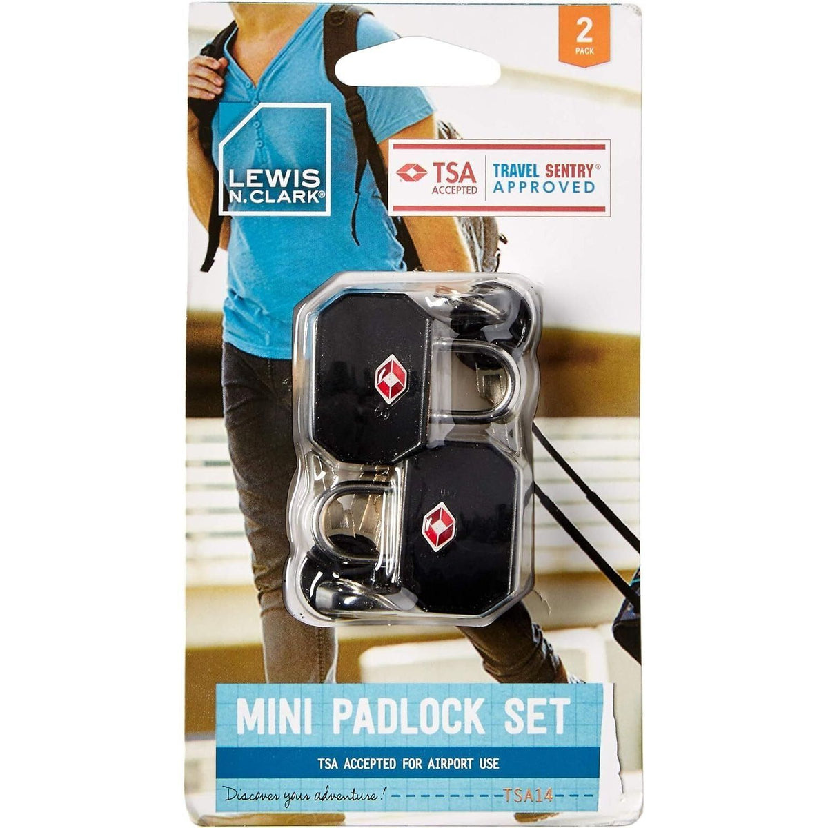 1 Pack of 2 Lewis N. Clark TSA Key Locks Luggage Travel Padlock Keyed - Black