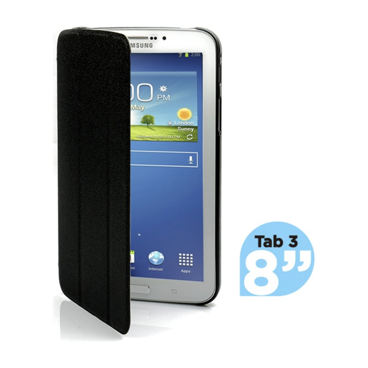 mBeat Samsung Galaxy Tab 3, 8 inch Ultra Slim Triple Fold Case Cover - Black