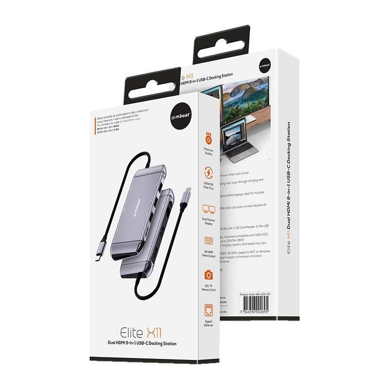mBeat Elite X11 Dual Hdmi Mst 9-In-1 Usb-C Docking Station