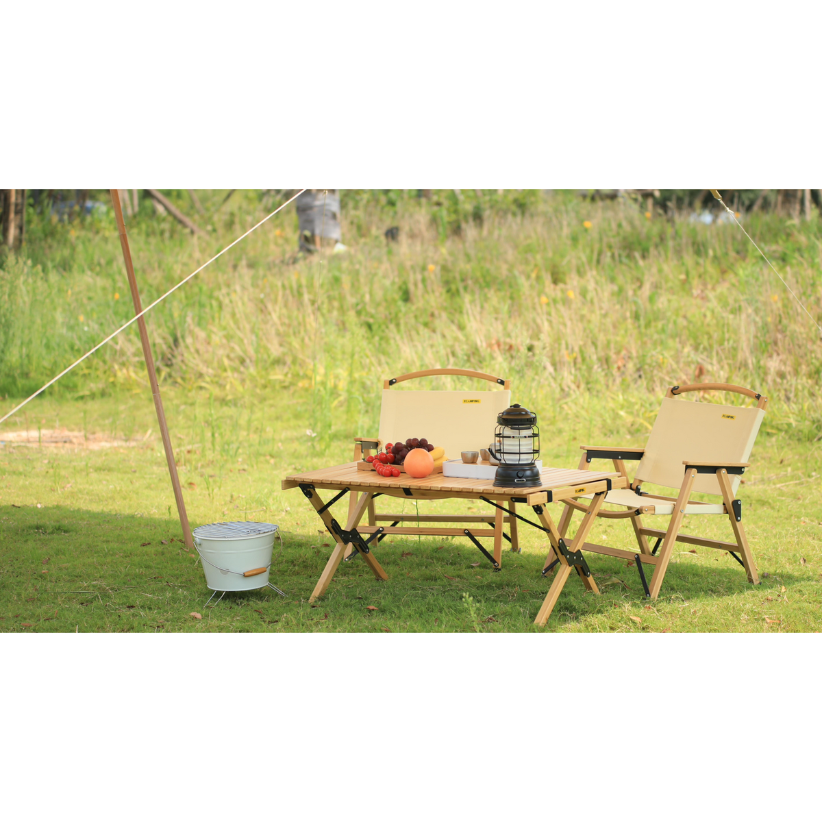 Folding Camping Table Bamboo Roll Up Portable Outdoor Picnic BBQ Desk Beach