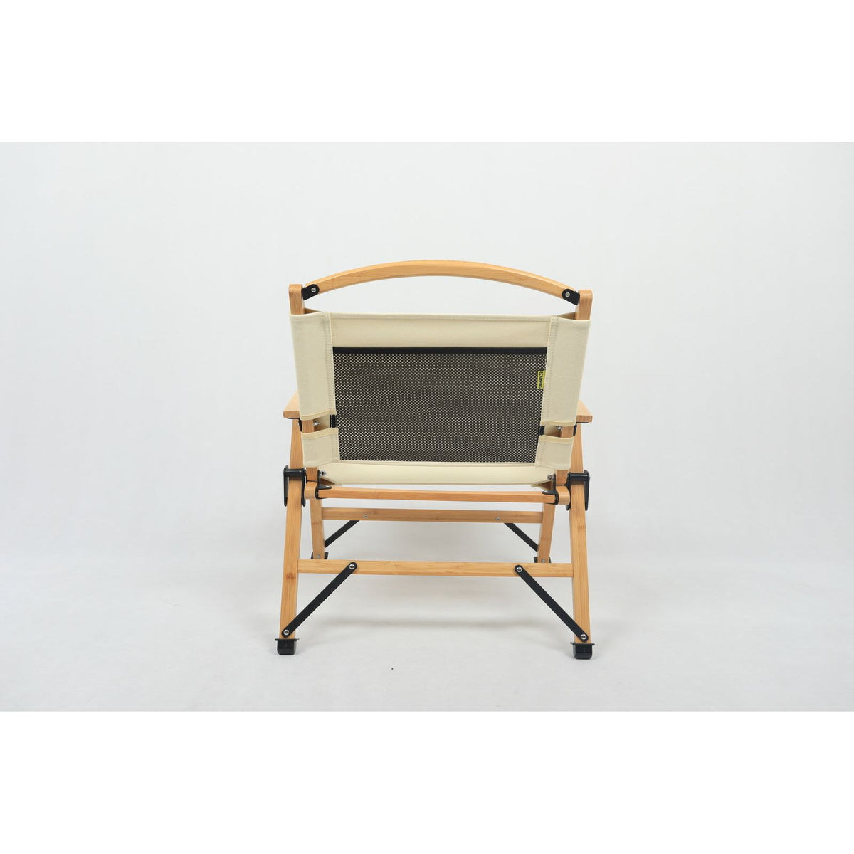 Bamboo Canvas Foldable Outdoor Camping Chair Wooden Travel Picnic Park - Khaki/Beige