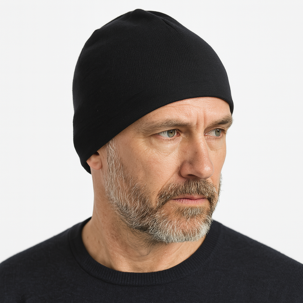 100% Australian Pure Merino Wool Beanie Warm Winter Hat in Black - One Size