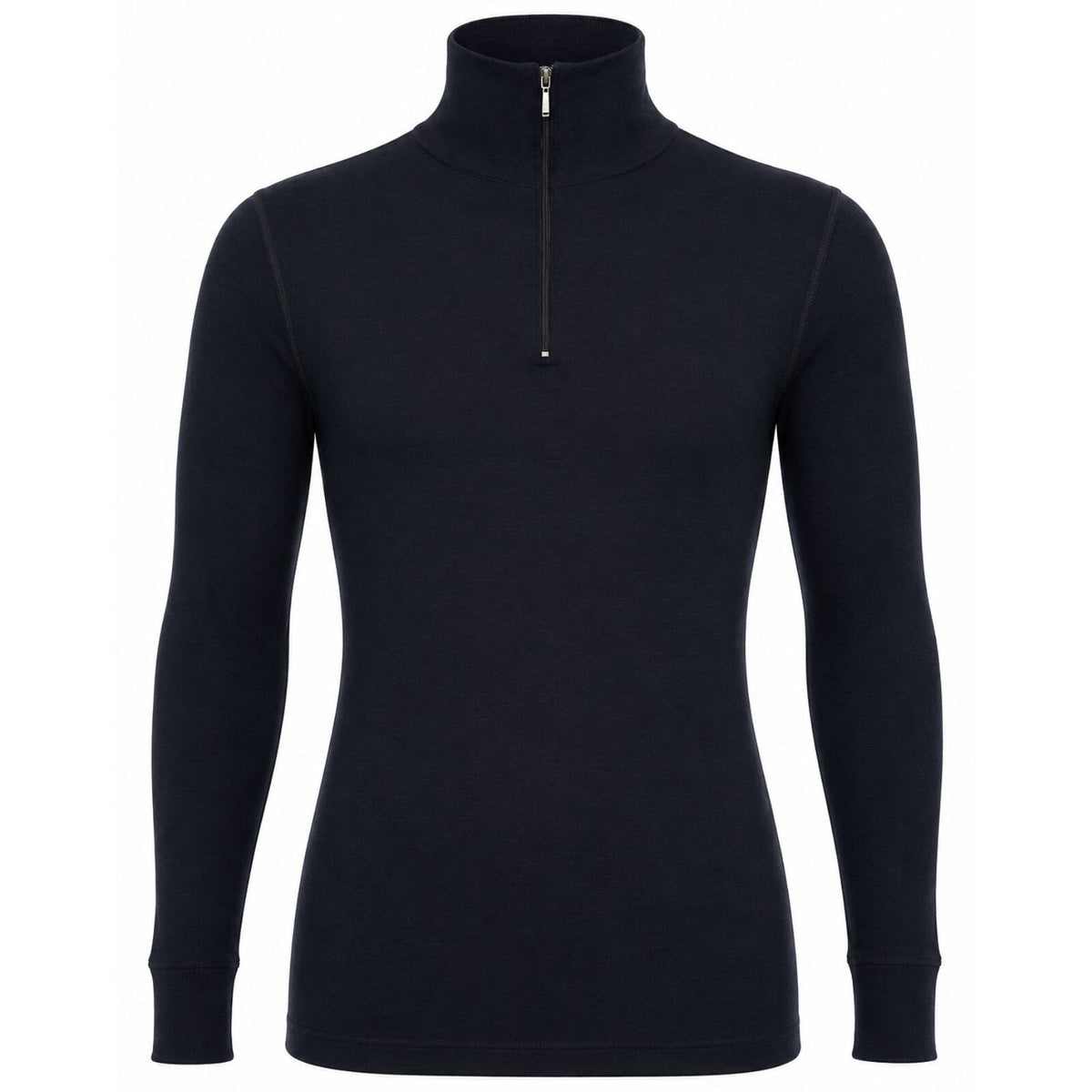Merino Skins 100% Merino Wool Thermal Top Half Zip Long Sleeve Unisex - Black
