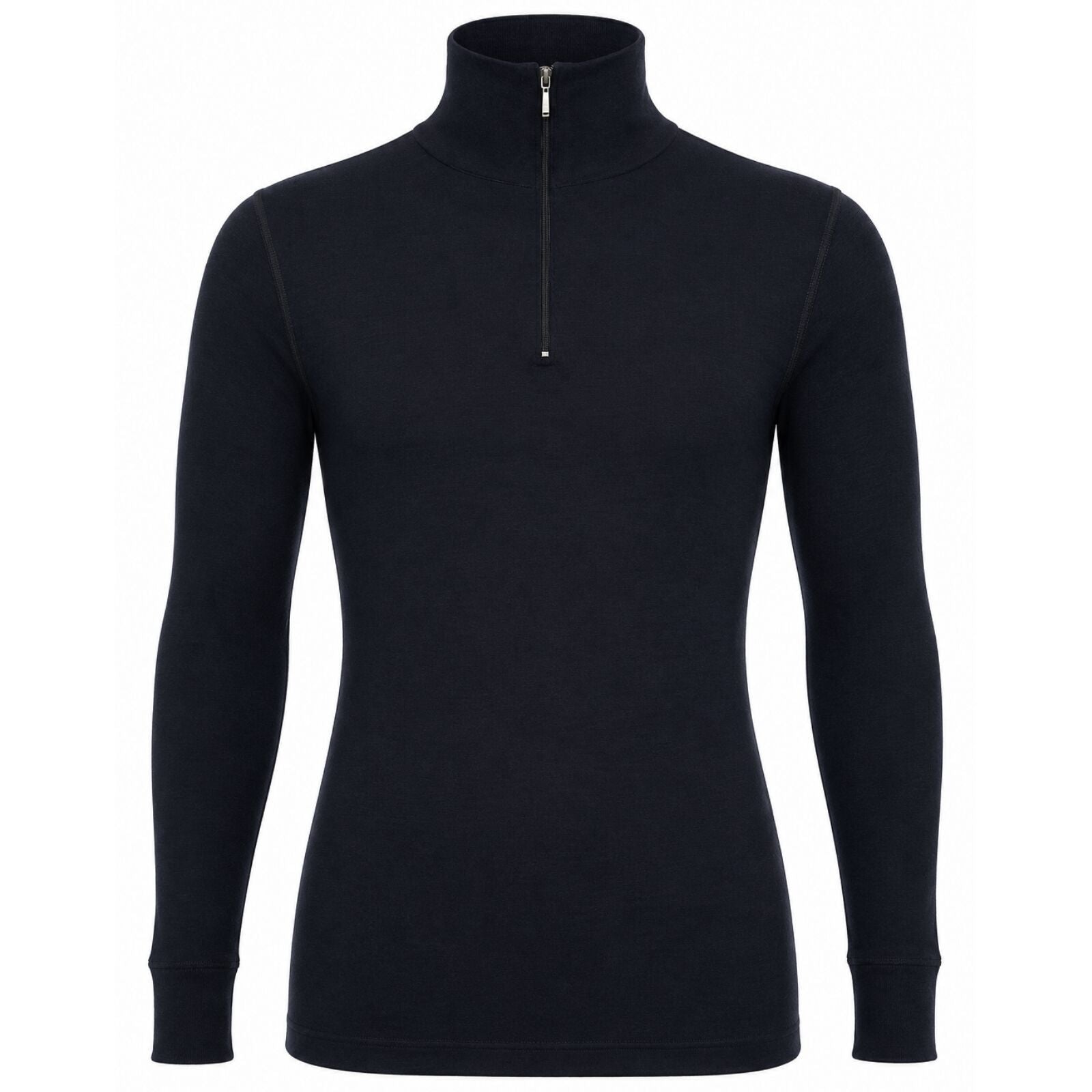 Merino Skins 100% Merino Wool Thermal Top Half Zip Long Sleeve Unisex - Black