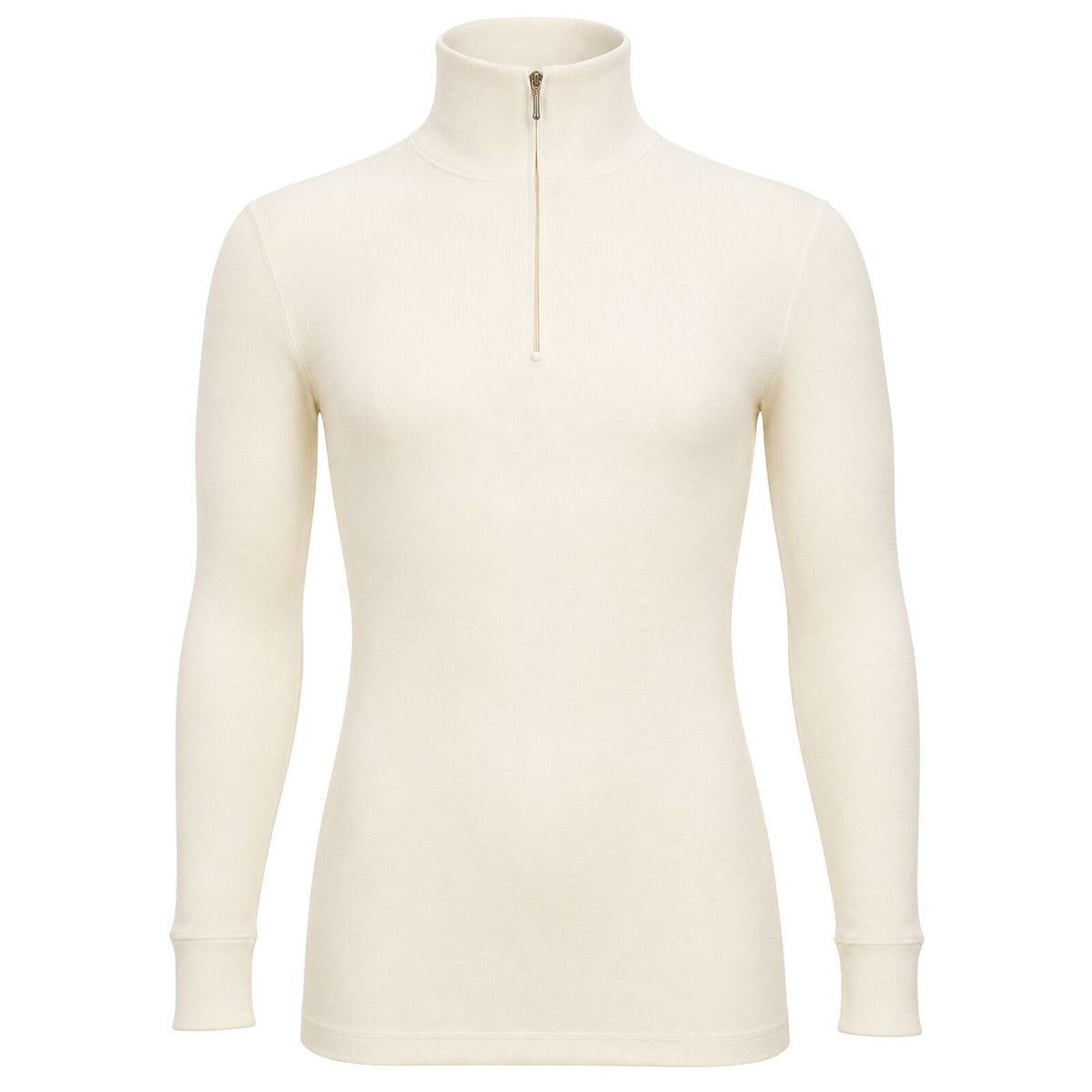 Merino Skins 100% Merino Wool Thermal Top Half Zip Long Sleeve Unisex - Natural