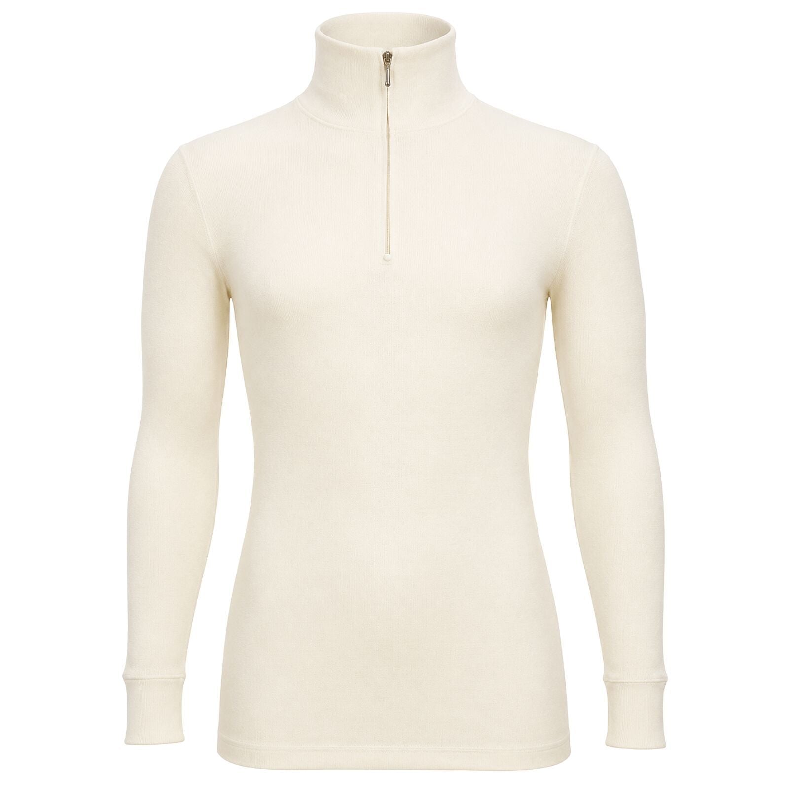 Merino Skins 100% Merino Wool Thermal Top Half Zip Long Sleeve Unisex - Natural