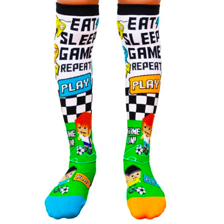 Video Game Toddler Long Knee High Socks - Boy's Unisex Pair - Multicolour