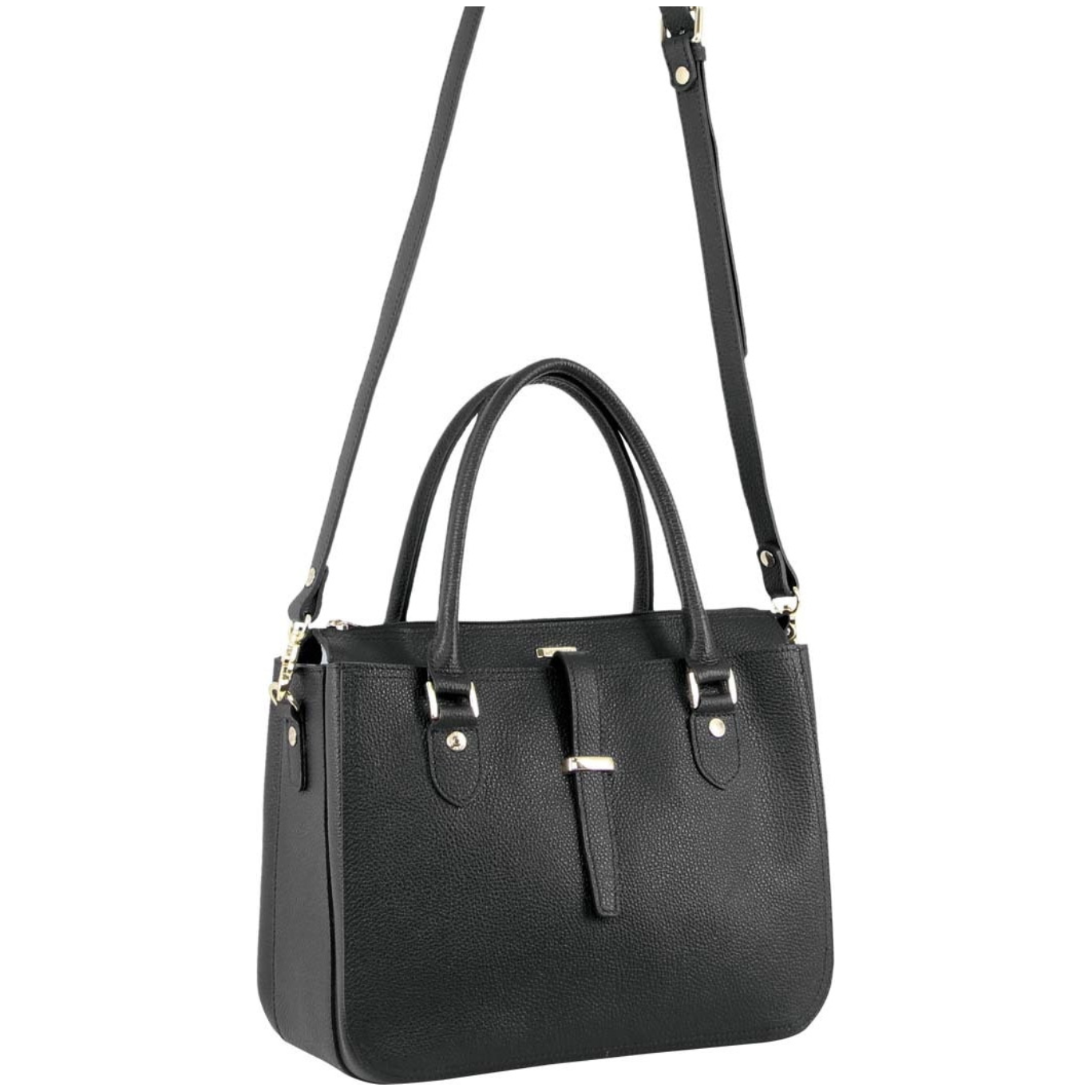 Morrissey Italian Womens Structured Leather Handbag Ladies Bag - Black