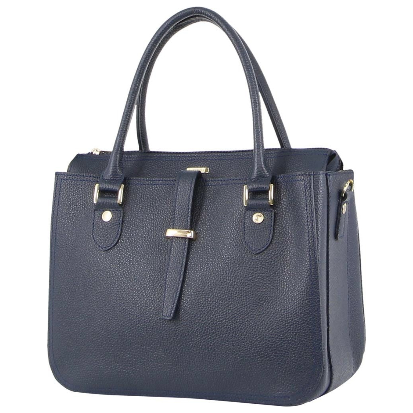 Morrissey Italian Womens Structured Leather Handbag Ladies Bag - Navy