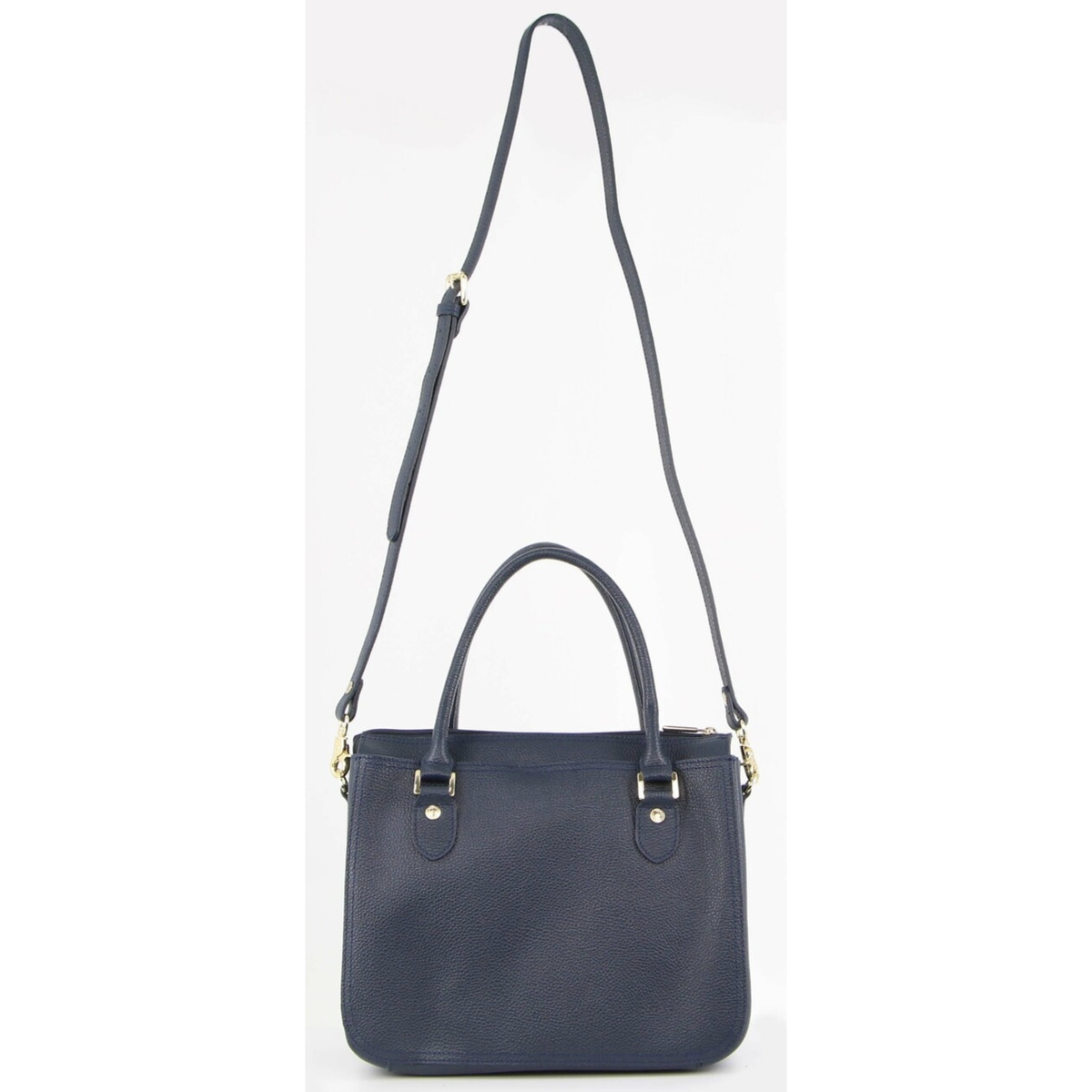 Morrissey Italian Womens Structured Leather Handbag Ladies Bag - Navy