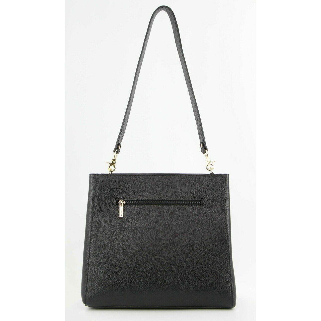 Morrissey Womens Italian Structured Leather Cross Body Bag Handbag Ladies - Black