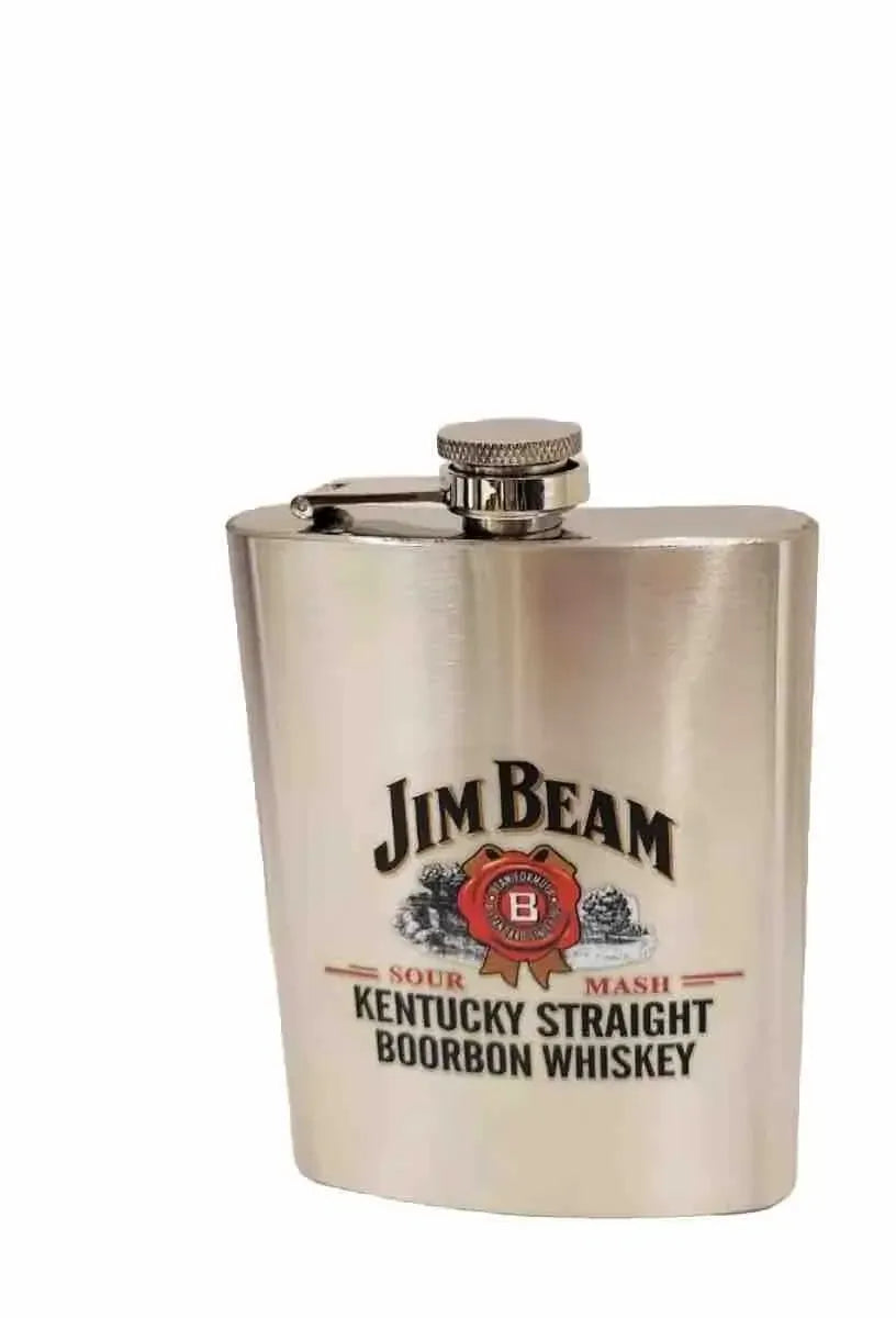 Jim Beam Stainless Steel Classic 270ml Travel Flask Set w/ 4pc Shot Glass Silver