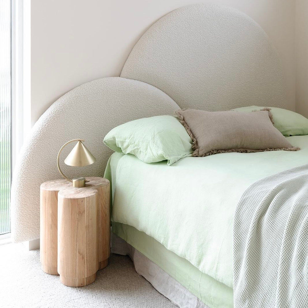 100% Cotton Muslin Duvet Quilt Cover Set w/ 2 Pillow Cases in Pastel Green - Super King