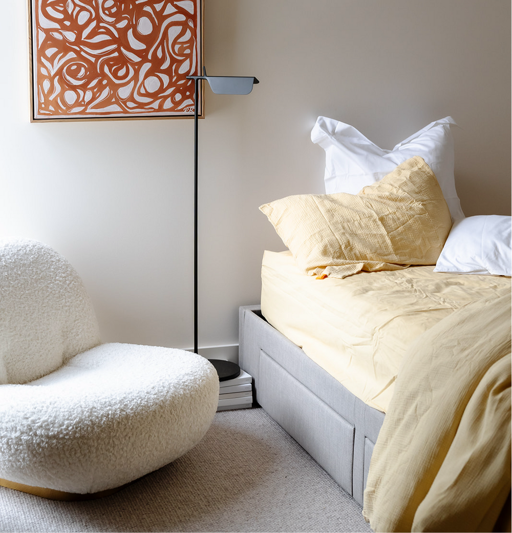 100% Cotton Muslin Duvet Quilt Cover Set w/ 2 Pillow Cases in Yellow - Super King