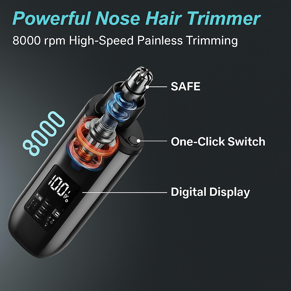 Handheld Portable Nose Hair Trimmer Rechargeable USB-C Clipper Shaver in Red
