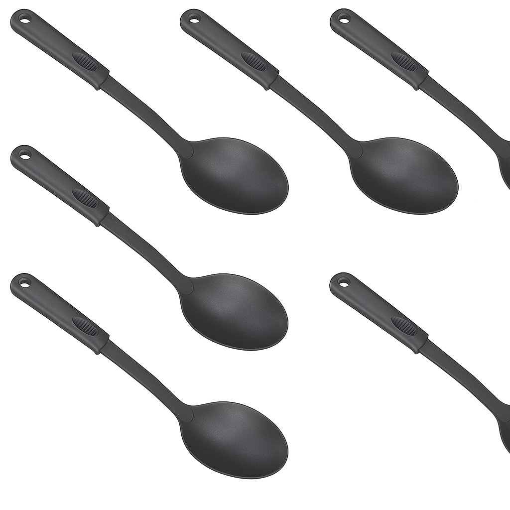 6x 32cm Nylon Serving Spoon in Black