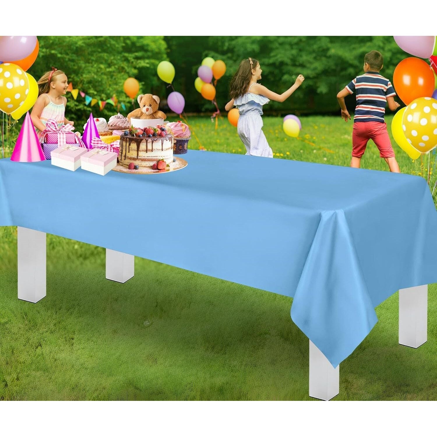 Table Cloth Cover Reusable & Washable Xmas Party 137cm x 274cm (54"x108") in Sky Blue