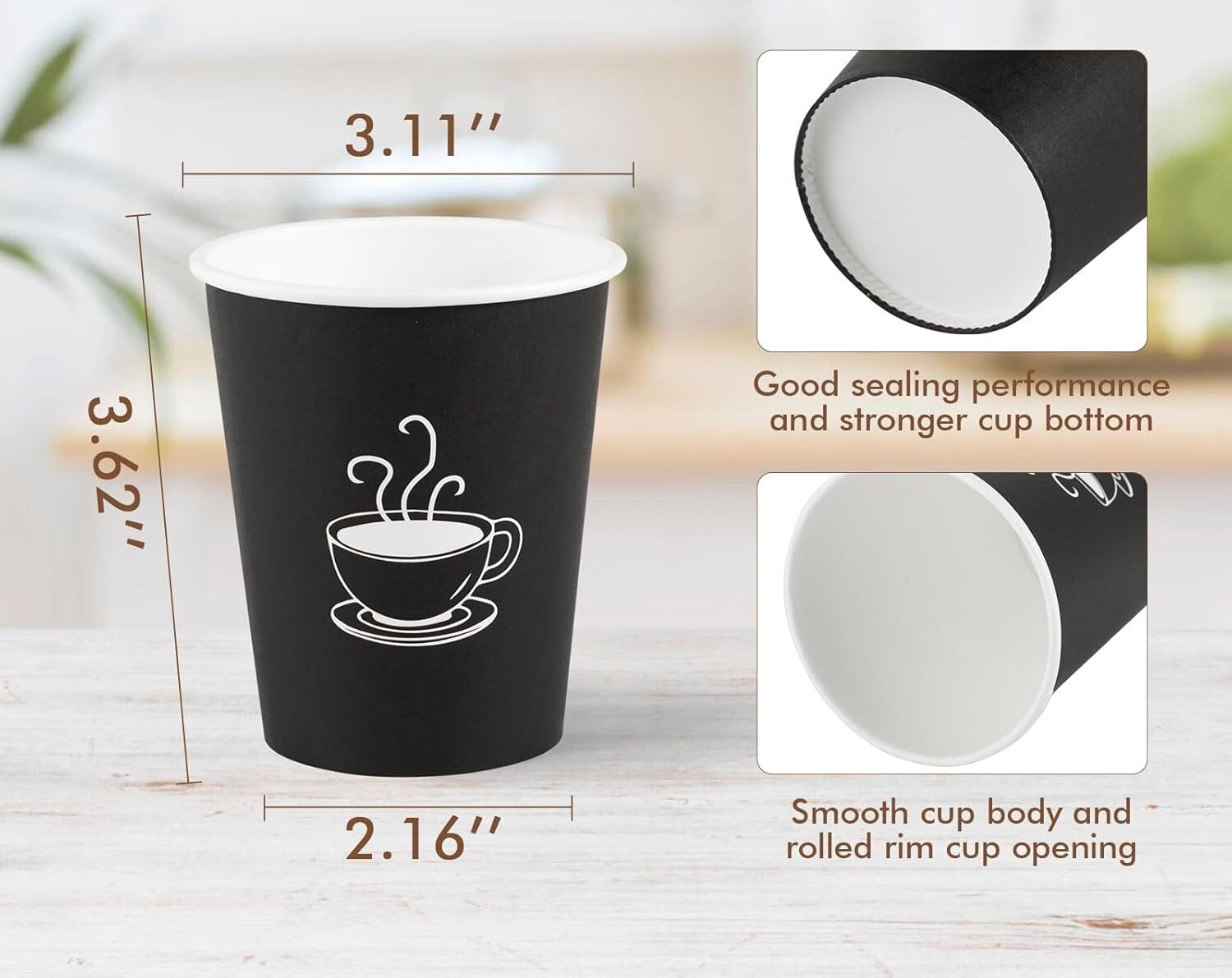 1200 Disposable Coffee Cups 8oz Extra Strong Takeaway Paper Take Away Bulk