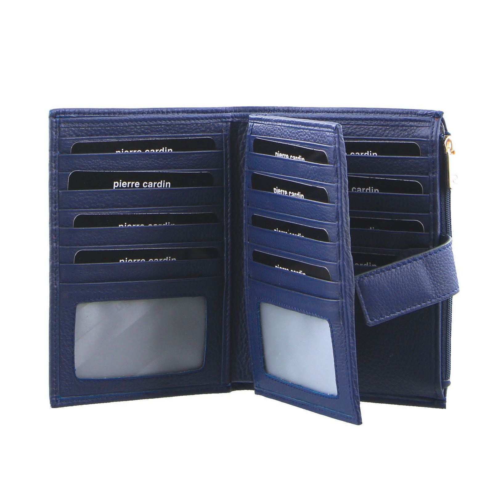 Pierre Cardin Ladies Womens Bi-Fold Italian Leather Credit Card Holder Wallet Purse - Denim