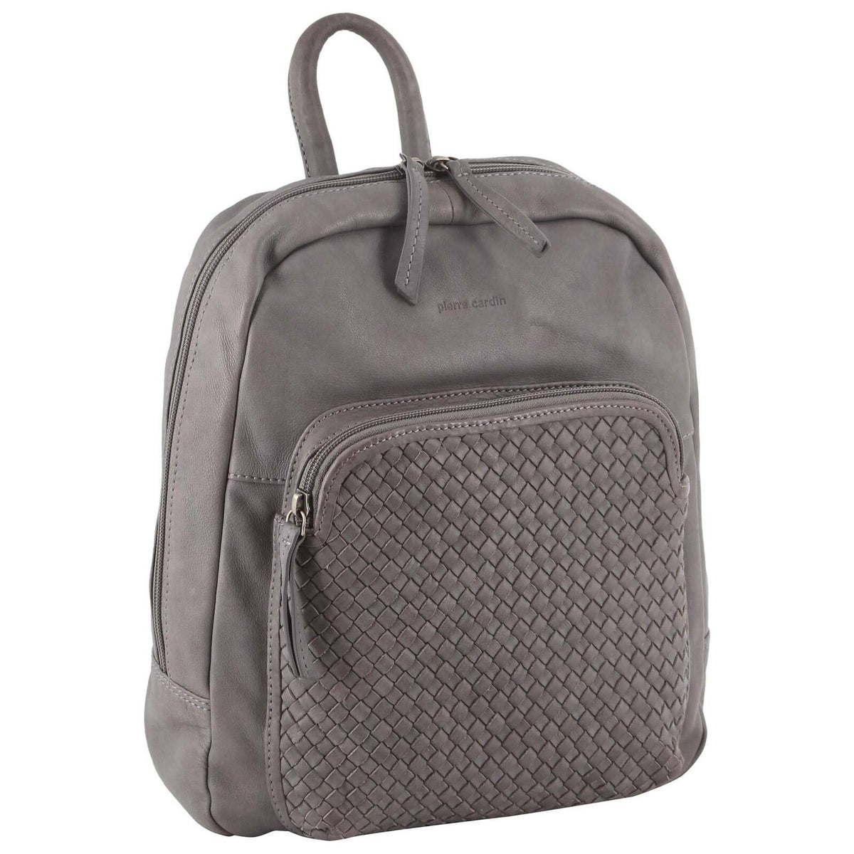 Pierre Cardin Womens Woven Soft Leather Backpack Bag Travel Designer - Sky Blue