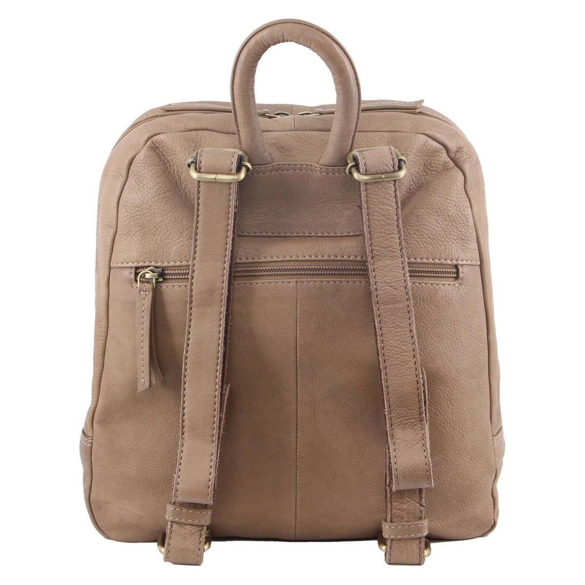 Pierre Cardin Womens Woven Leather Backpack Bag - Taupe
