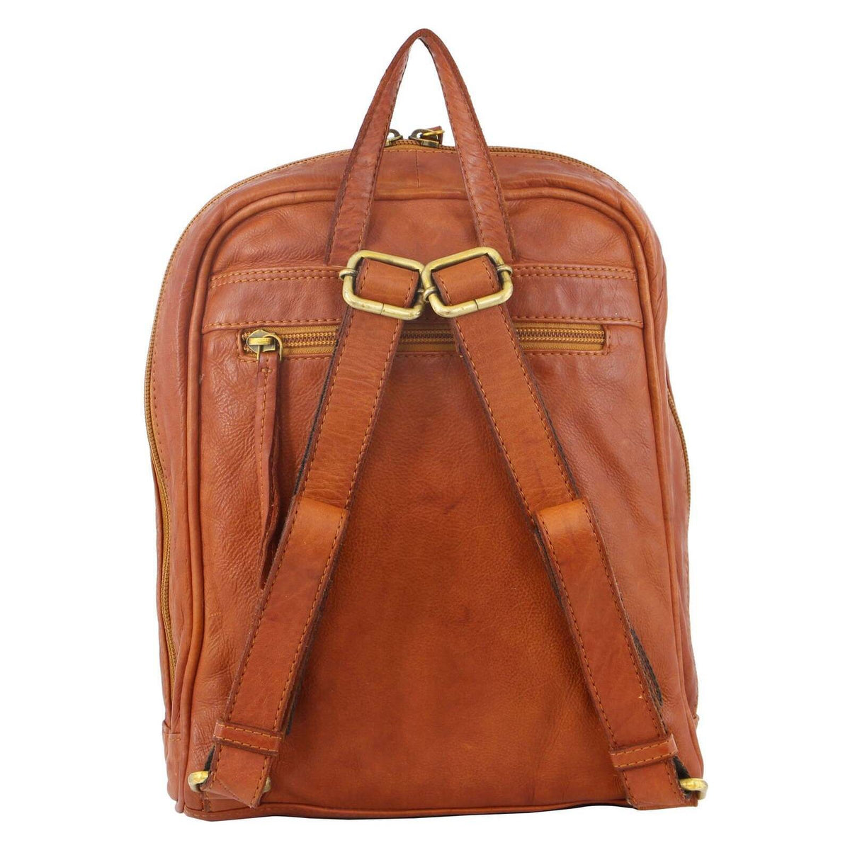 Pierre Cardin Woven Leather Ladies Backpack Bag Travel - Cognac